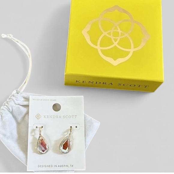 Kenda Scott- Dichroic glass/gold teardrop earrings-New with tags - Picture 3 of 4